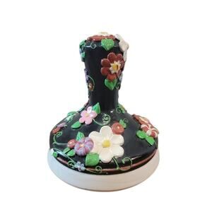 Mary Engelbreit Cookie Press Mold Ceramic Collectible Floral Colorful Black
